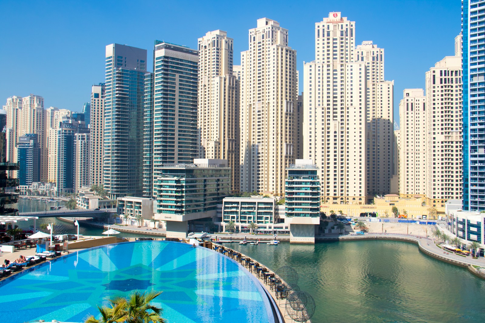 city buildings near in-ground pool during daytime